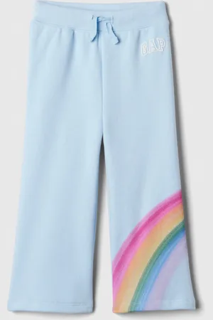 GAP Joggers a gamba larga con coulisse e stampa logo, Bambina, , Taglia 6-12M/69-74