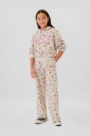 GAP Joggers a gamba larga con ricamo logo, Bambina, , Taglia M/134-137