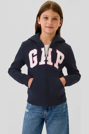 GAP Full-zip con cappuccio e ricamo logo, Bambina, , Taglia XS/99-114