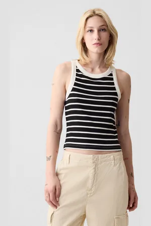 GAP Tank top crop a costine con scollo halter, , , Taglia XS