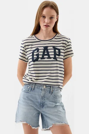 GAP T-shirt a righe con stampa logo, , , Taglia XS
