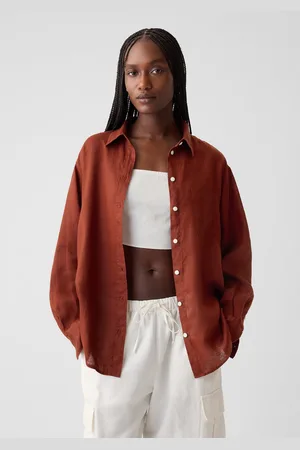 GAP Camicia oversize in lino con tasca, , , Taglia XS
