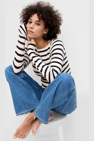 GAP T-shirt a righe con scollo a barca, , , Taglia XS