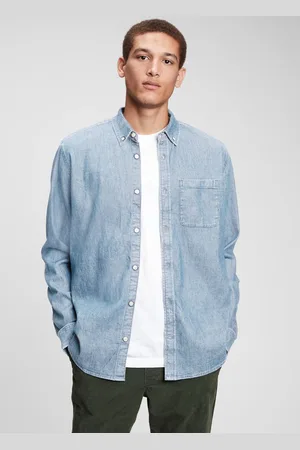GAP Camicia in denim con tasca, , , Taglia M