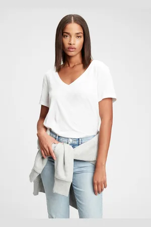 GAP T-shirt in cotone con scollo a V, , , Taglia XS