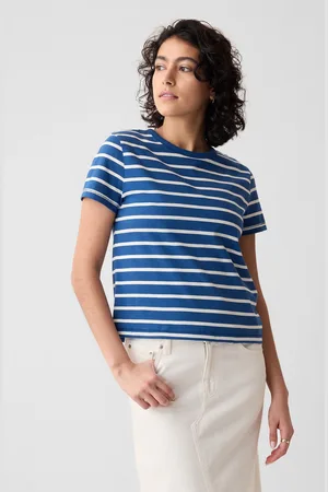 GAP T-shirt in cotone bio con scollo rotondo, , , Taglia XS