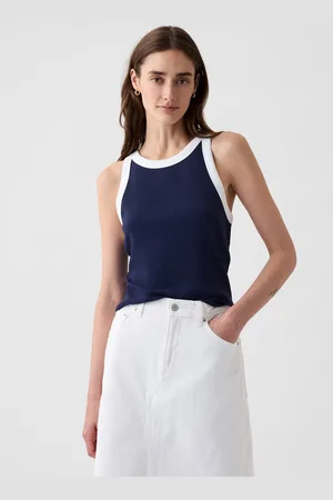 GAP Tank top crop a costine con scollo halter, , , Taglia XS