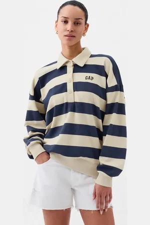 GAP Felpa over a righe con scollo a polo, , , Taglia XS