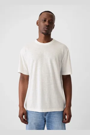 GAP T-shirt girocollo in misto lino, , , Taglia XS