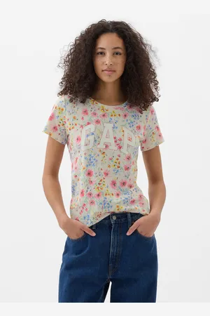 GAP T-shirt floreale con stampa logo, , , Taglia XS