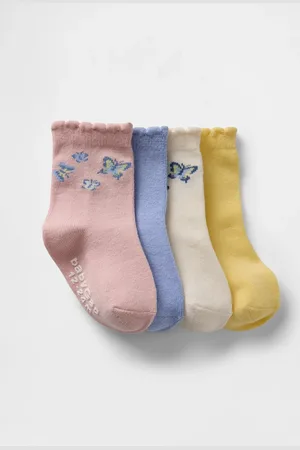 GAP Set quattro calze con disegno farfalle, Bambina, , Taglia 2-3Y/92-98