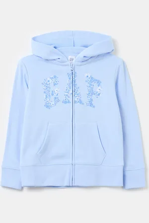 GAP Full-zip con cappuccio stampa logo floreale, Bambina, , Taglia S/114-134