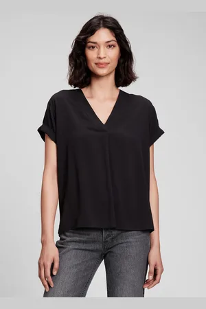 GAP T-shirt in viscosa con scollo a V, , , Taglia XS