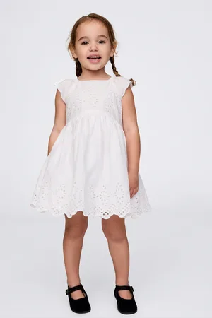 GAP Abito in cotone con fiori traforati, Bambina, , Taglia 18-24M/79-84