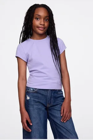 GAP T-shirt viola in cotone stretch, Bambina, , Taglia XS/99-114