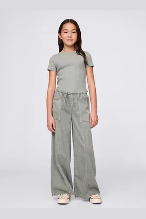 GAP Pantaloni palazzo verdi in cotone e lyocell, Bambina, , Taglia S