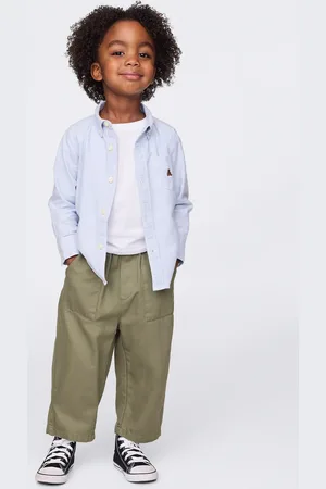 GAP Pantaloni larghi verdi in misto cotone e Lyocell, Bambino, , Taglia 18-24M/79-84