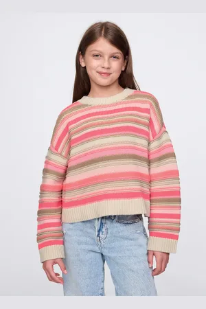 GAP Pullover rosa e beige in cotone a righe, Bambina, , Taglia S/114-134