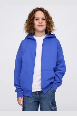 GAP Full-zip blu in cotone con cappuccio, Bambino, , Taglia XS/99-114