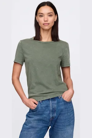 GAP T-shirt verde in puro cotone, , , Taglia XS