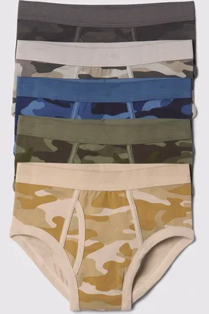 GAP Multipack cinque slip verde e beige camouflage, Bambino, , Taglia XS/99-114