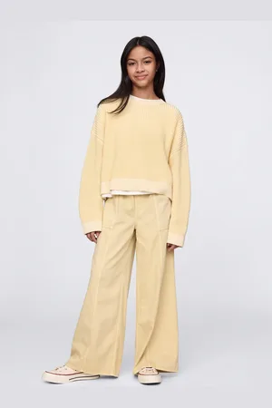 GAP Pantaloni gialli a gamba larga con coulisse, Bambina, , Taglia S