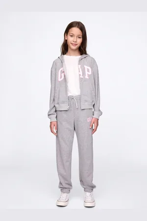 GAP Joggers grigio con coulisse e patch logo, Bambina, , Taglia XS/99-114