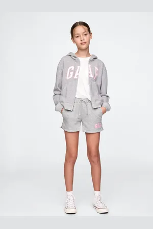 GAP Shorts grigi con coulisse e patch logo, Bambina, , Taglia XS/99-114