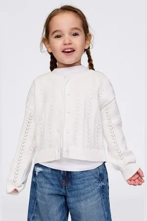 GAP Cardigan in cotone con motivo pointelle, Bambina, , Taglia 18-24M/79-84