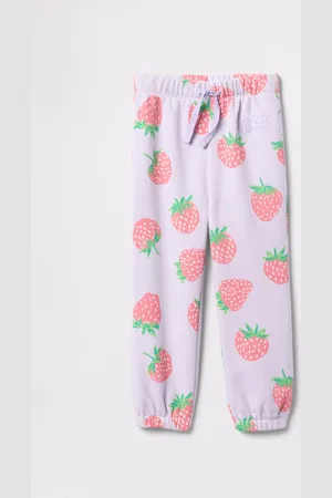 GAP Joggers viola con coulisse e stampa fragole, Bambina, , Taglia 6-12M/69-74