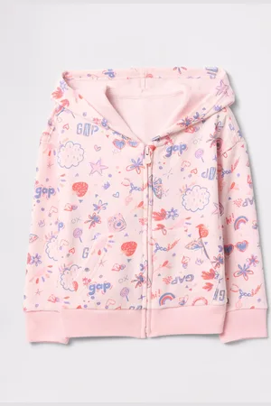GAP Full-zip rosa con cappuccio e stampa all-over, Bambina, , Taglia 6-12M/69-74