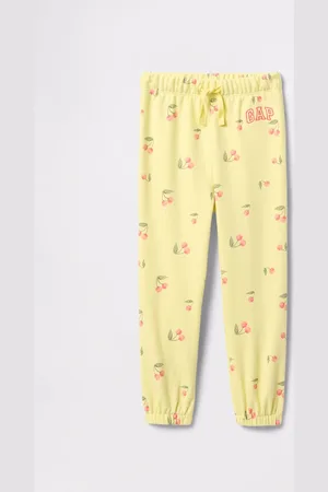 GAP Joggers gialli con coulisse stampa ciliegie e ricamo logo, Bambina, , Taglia 6-12M/69-74