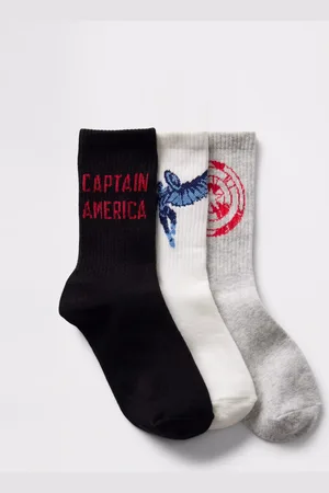 GAP Tripack calze nere e grigie con disegno Captain America, Bambino, , Taglia S/114-134