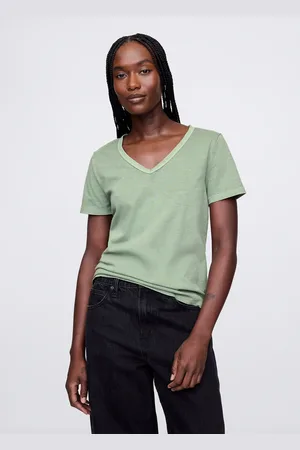 GAP T-shirt in cotone bio con scollo a V, , , Taglia XS