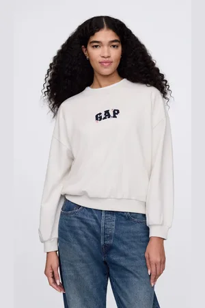 GAP Felpa bianca con logo ricamato, , , Taglia L