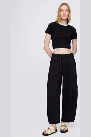 GAP Pantaloni cargo neri in cotone e Lyocell, , , Taglia XS