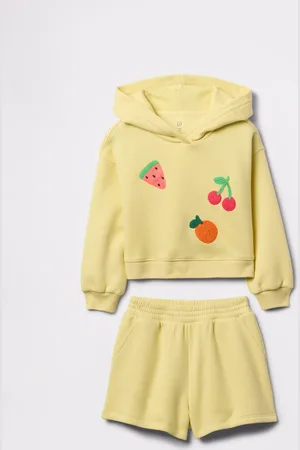 GAP Jogging set giallo con patch frutta bouclé, Bambina, , Taglia 18-24M/79-84