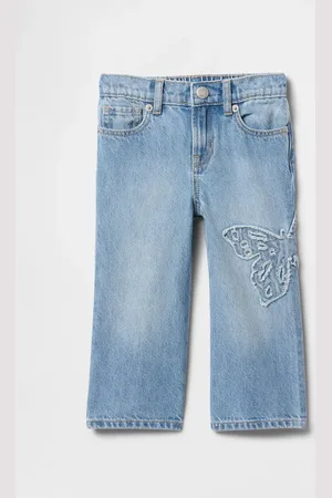GAP Jeans denim con ricamo farfalla, Bambina, , Taglia 12-18M/74-79