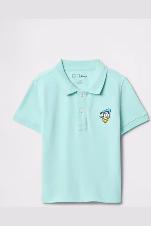 GAP Polo azzurra in cotone con ricamo Paperino, Bambino, , Taglia 6-12M/69-74