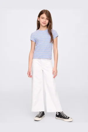 GAP Pantaloni in denim bianchi a gamba larga, Bambina, , Taglia 6Y/114-124