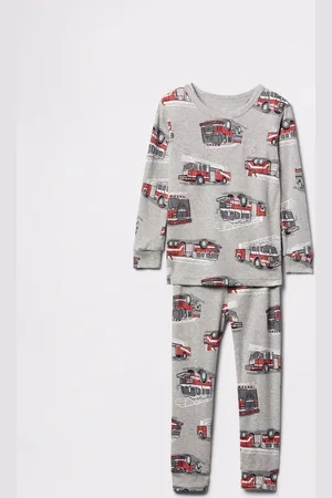 GAP Pigiama grigio in cotone stampa camion dei pompieri, Bambino, , Taglia 2Y/84-91