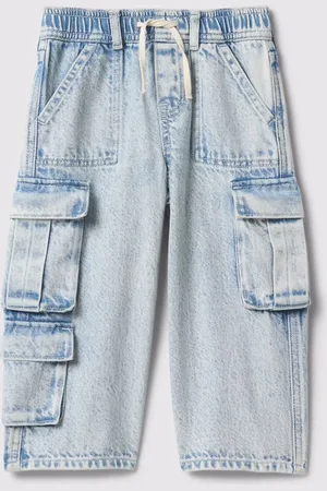 GAP Joggers denim cargo con coulisse, Bambina, , Taglia 12-18M/74-79