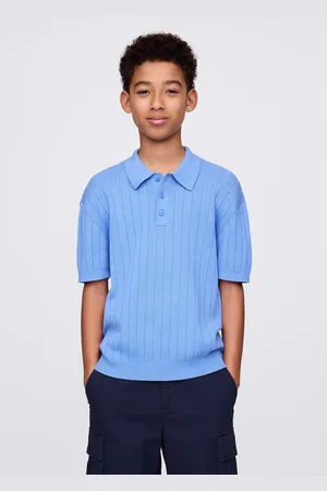 GAP Polo a maniche corte azzurra in cotone, Bambino, , Taglia XS/99-114