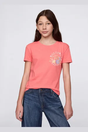 GAP T-shirt rosa in cotone con stampa fiori, Bambina, , Taglia S