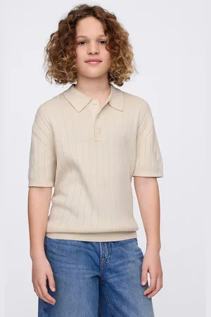 GAP Polo a maniche corte beige in cotone, Bambino, , Taglia S/114-130