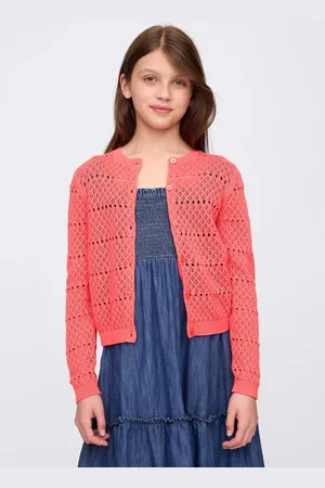 GAP Cardigan rosa con lavorazione traforata, Bambina, , Taglia S