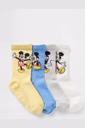 GAP Set quattro calze blu e giallo con disegno Topolino, , Taglia 12-24M/74-86