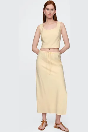 GAP Gonna lunga beige in lino e viscosa, , , Taglia S