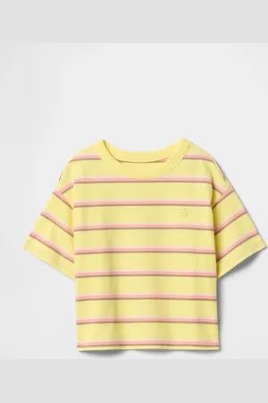 GAP T-shirt a righe gialle e rosa in cotone per bambina, Bambina, , Taglia 12-18M/74-79