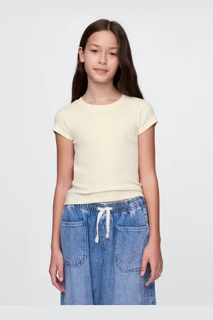 GAP T-shirt a maniche corte in cotone crema Kids, Bambina, , Taglia S